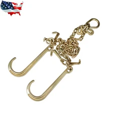 J Hook T-J Hook Grab 5/16"x3' Leg Grade 70 V-Chain Bridle Tow w/ 15" Large Shank