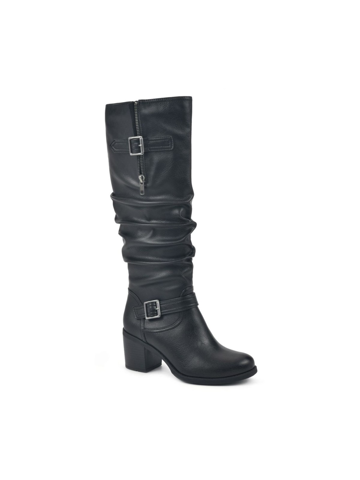 WHITE MOUNTAIN Womens Black Desirable Round Toe Block Heel Riding Boot 7.5 WW