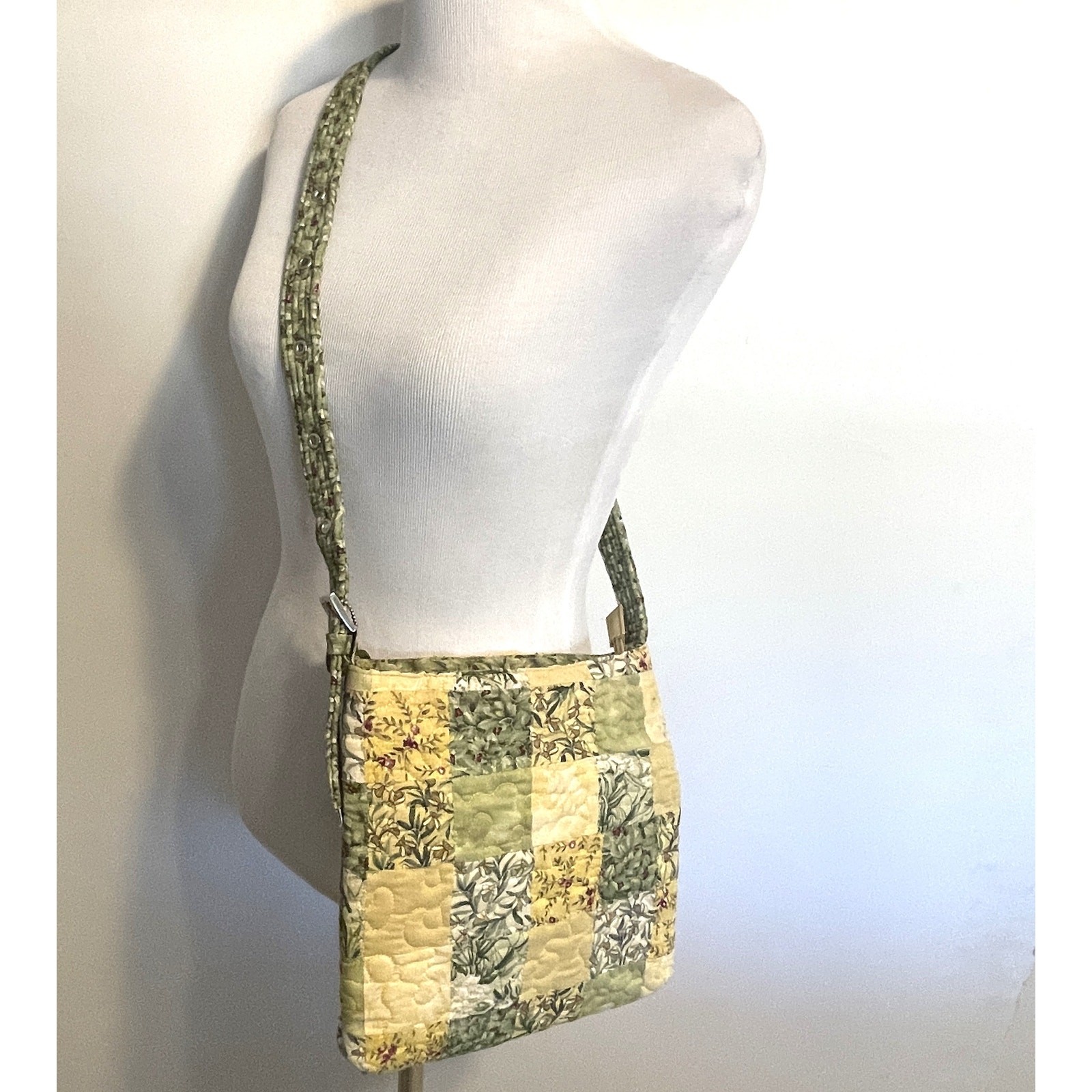 Donna Sharp Patchwork Crossbody Bag Yellow & Gree… - image 2