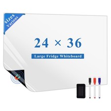Magnetic Fridge White Board , 24" x 36" Large Dry Erase Board for Organizer a...