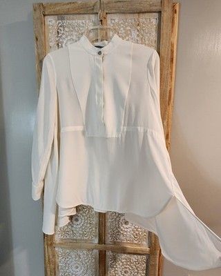Alexander McQueen Ivory Silk High-Low Blouse IT 40 / US 6 Asymmetric Hem