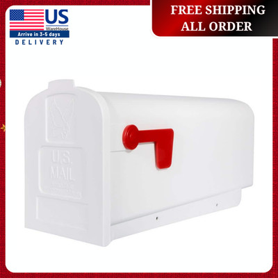 NEW WHITE MAILBOX Deluxe Polybox Durable Rust-Proof Polymer Post Mounted