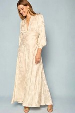 BNWT Rixo Emory Silk Daisy Jacquard Champagne Gown Dress Size S RRP £800