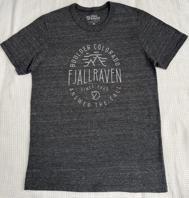 Fjallraven Men s Gray Heathered Graphic Short Sleeve Tee Size M Boulder