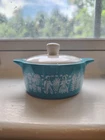 Mini Pyrex Inspired Casserole Dish Butterprint Turquoise W Lid Trinket Adorable