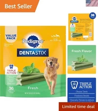 Dentastix Large Breed Dog Treats with Fresh Mint Flavor - 36 Count, 1.87 lb Bag