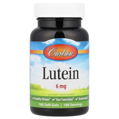 Carlson Labs Lutein 6 mg 180 Soft Gels Gluten-Free, Preservative-Free ,