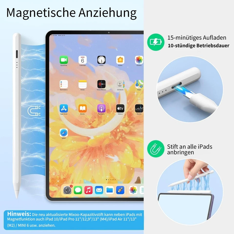 Stylus Pen für iPad (2018–2025), Apple Pencil für iPad 11th A16/10/9/8/7/6 Gen - Bild 3 von 4