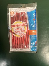 Paper Mate Write Bros Ballpoint Pens, Medium 10 Count Red Ink New