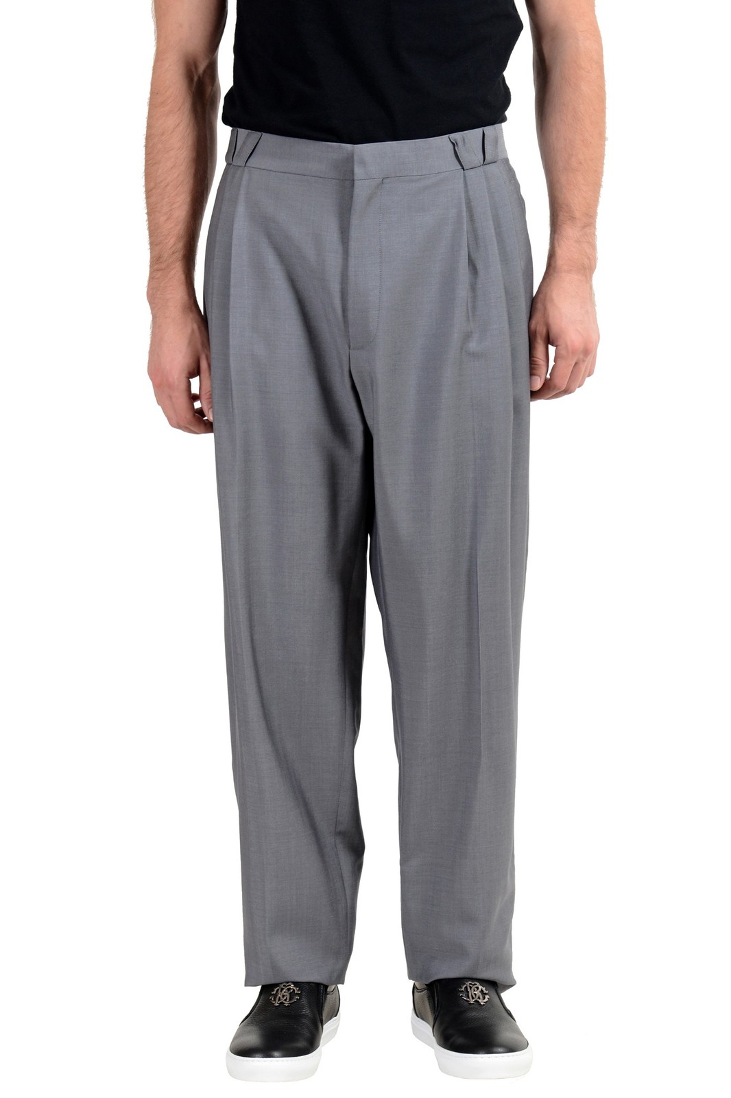 Мужские брюки Versace из шерсти мохера шелка серого цвета с плиссировкой размер 38-40 51690₽