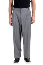 Versace Men's Wool Mohair Silk Gray Pleated Dress Pants Size 38 40