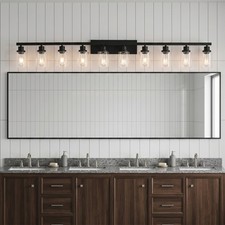 65" Modern Vanity Light Bathroom Mirror Sconce Black 10 Lights Wall Lamp Fixture