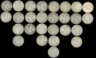 Walking Liberty Half Dollars from 1940s - lot of 27 (22 different), 90% silver