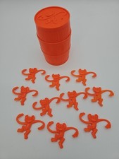 Orange Barrel of Monkeys W/10 Monkeys - Hasbro 2012 Made in USA Excellent Cond.