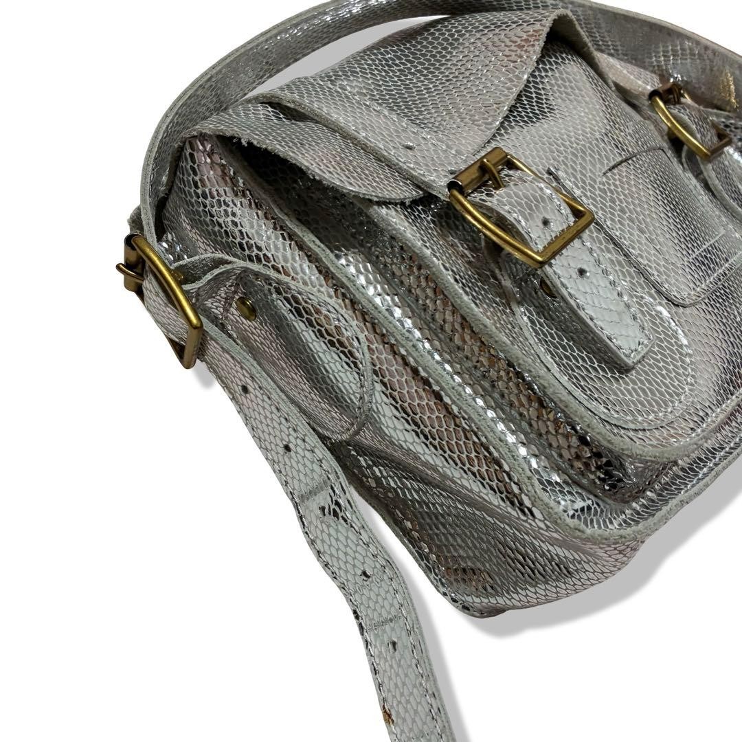 DR MARTENS Messenger Bag Python Silver Vintage Au… - image 4