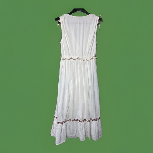 LILLA P White and Brown Women's Maxi Dress SMALL Boho Prairie Lagenlook - Picture 9 of 10