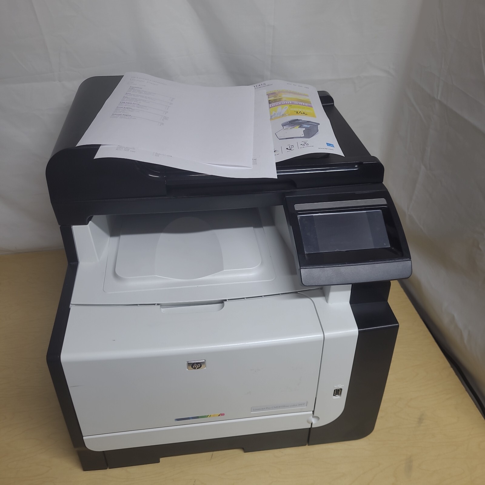 HP LaserJet Pro CM1415FNW Color MFP Printer 20k Pgs Fax Wireless NO