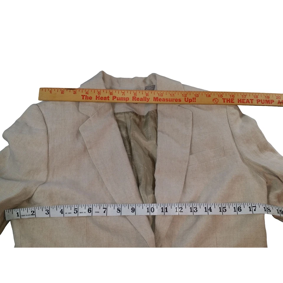 Blazer Valerie Stevens de lino puro para mujer talla 10 caqui 2 botones ropa de trabajo Foto 4 de 4