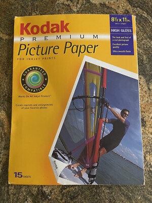 8 Kodak Premium High Gloss 8.5  x 11  Picture Photo Paper for Ink Jet Prints