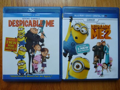 Despicable Me 4-Discs Blu-ray/DVD Collection Lot 1 + 2 + 6 Mini Movies