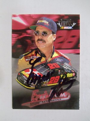 VINTAGE 1997 FLEER ULTRA NASCAR HAND SIGNED ERNIE IRVAN  TRADING CARD