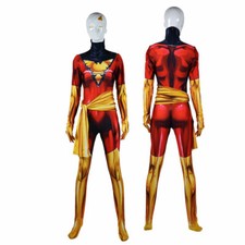 X-men Dark Phoenix Jean Grey Jumpsuit Red Cosplay Superhero 3D Costume Halloween