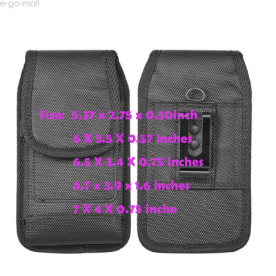 Black Canvas Pouch Case with Belt Loop and Metal Clip Holster Outdoor- 8 Sizes