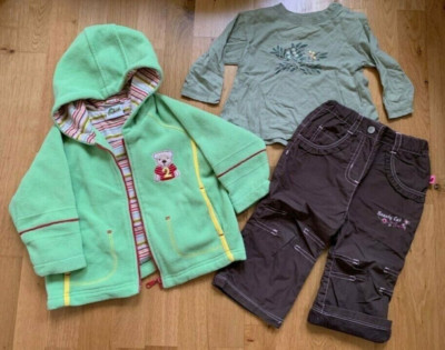 3tlg Winter Kombi Gr 80 Fleece Jacke/Hoodie, Thermohose, LA-Shitt, Glückspilz