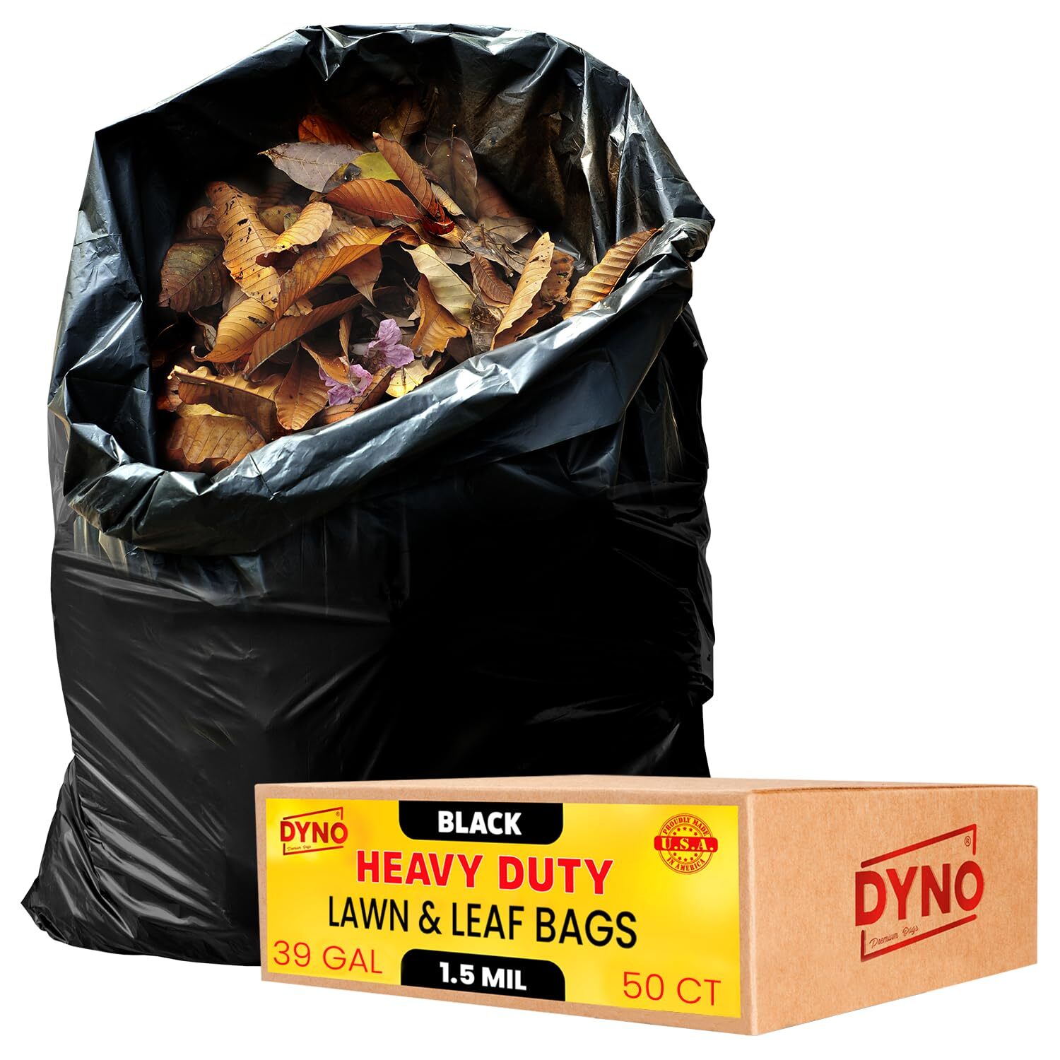 39 Gallon Trash Bags Heavy Duty 1.5 Mil Black - 50 Count Large Trash Bags