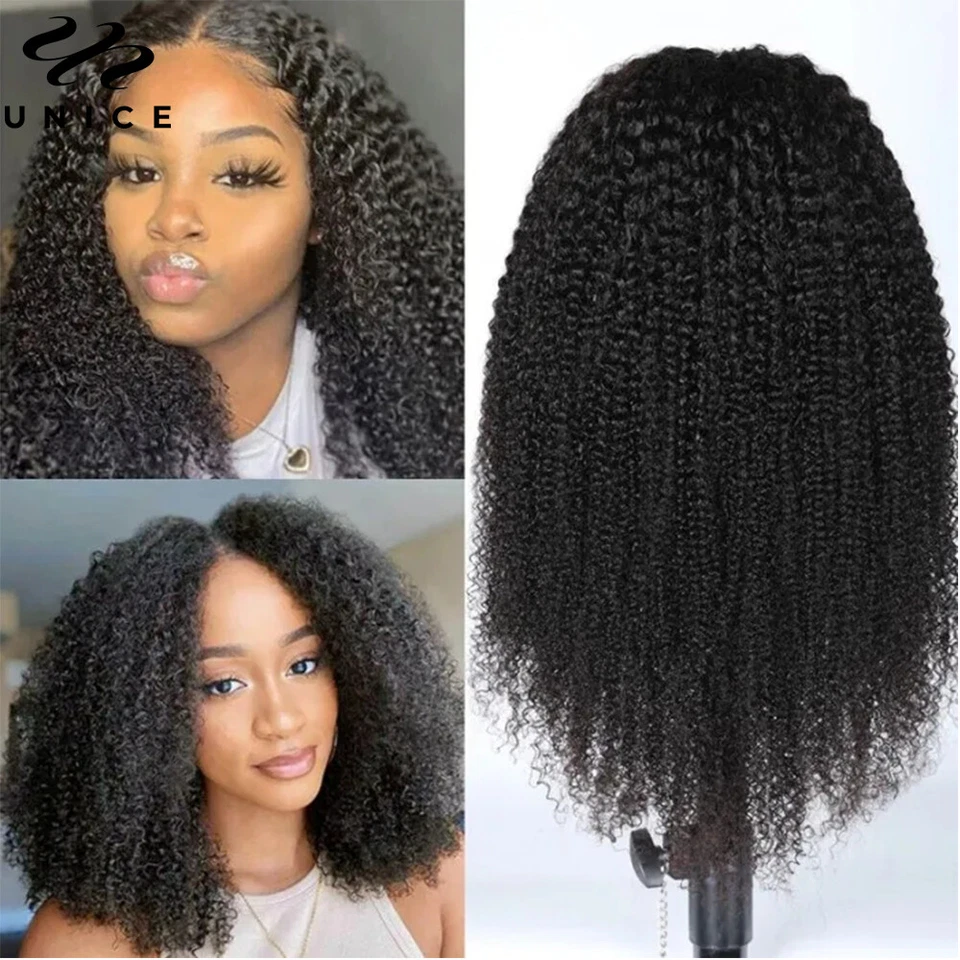 UNICE PELUCAS BRASILEÑAS RIZADAS RIZADAS PARTE EN V para mujer cabello humano parte en U peluca sin pegamento Foto 4 de 4