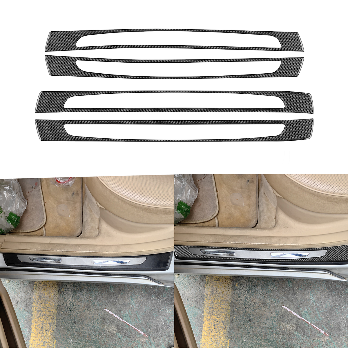 Carbon Fiber Door Threshold Door Sill Frame Trim For BMW 7 Series