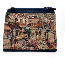 Toby Weston Tapestry Bag Paris Scene Knitting Adjustable Handbag Made In Usa