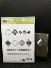Stampin’ Up! MOSAIC MADNESS Red Cling Stamps & Matching MOSAIC PUNCH - unused
