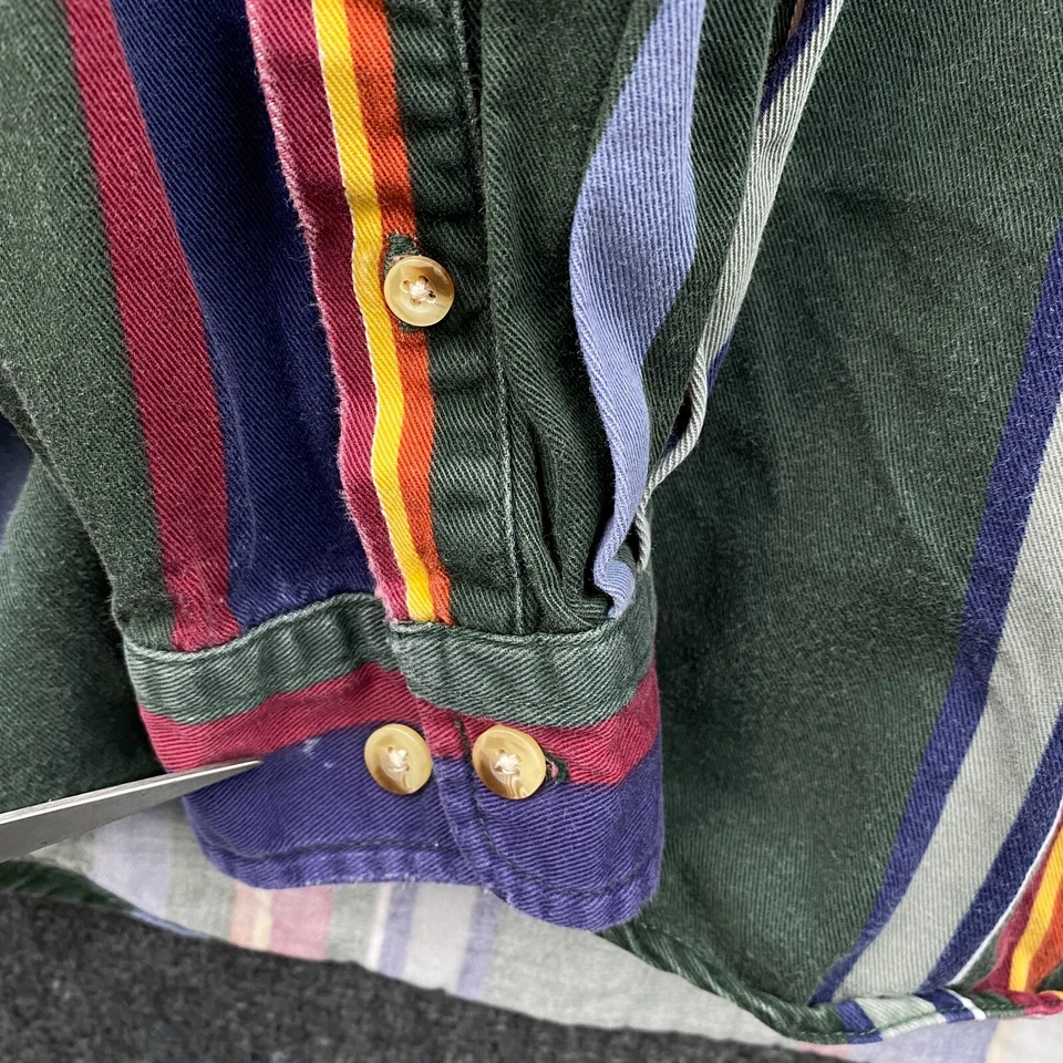 NorthCrest Mens XL Button Down Loud Shirt Multi Balanced Bold Stripe Twill - Image 4 of 4