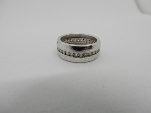 *ALIANZA DE BODA DAMAS PLATA ESTERLINA Y CIRCONITAS CÚBICAS, TALLA 7,75 #W493 - Imagen 5 de 9