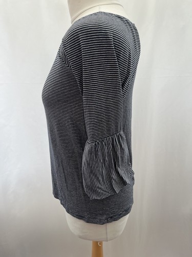 M&S Maternity Blue Striped 3/4 Sleeve Top Size 8 Viscose Jersey - Picture 7 of 12
