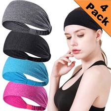 4 PCS Sports Headband Sweatbands Yoga Running Fitness Moisture Wicking Hairband