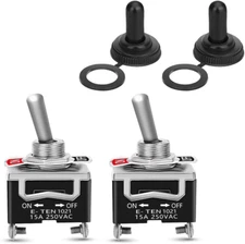 2PCS Toggle Switch 12V SPST On/Off Waterproof Marine Toggle Switch,15A 250VAC Si