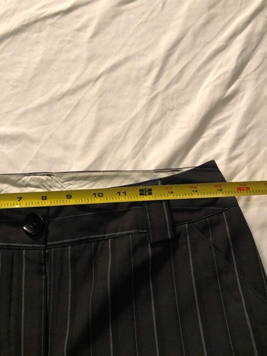 Willi Smith Womens Black Dress Pants Wide Leg Cuffed Pin Striped Size 8 - Picture 7 of 8