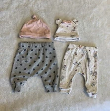 Baby Girl Disney Pants With Hats , 4 Pieces, Sz 0-3M