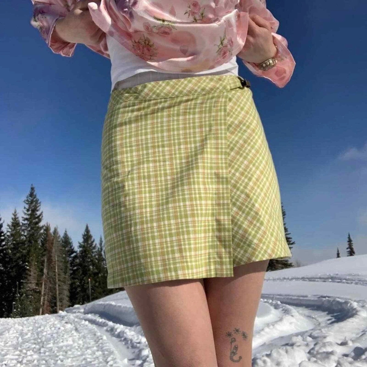 Urban outfitters top yellow plaid skirt