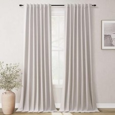 Linen Blackout Curtains for Bedroom 84 Inch 52"W x 84"L Pack of 2 Champagne
