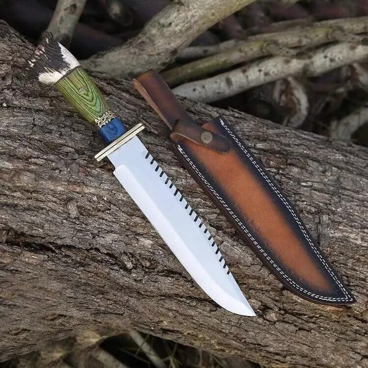 Custom Handmade Carbon Steel Bowie Knife Leather Sheath
