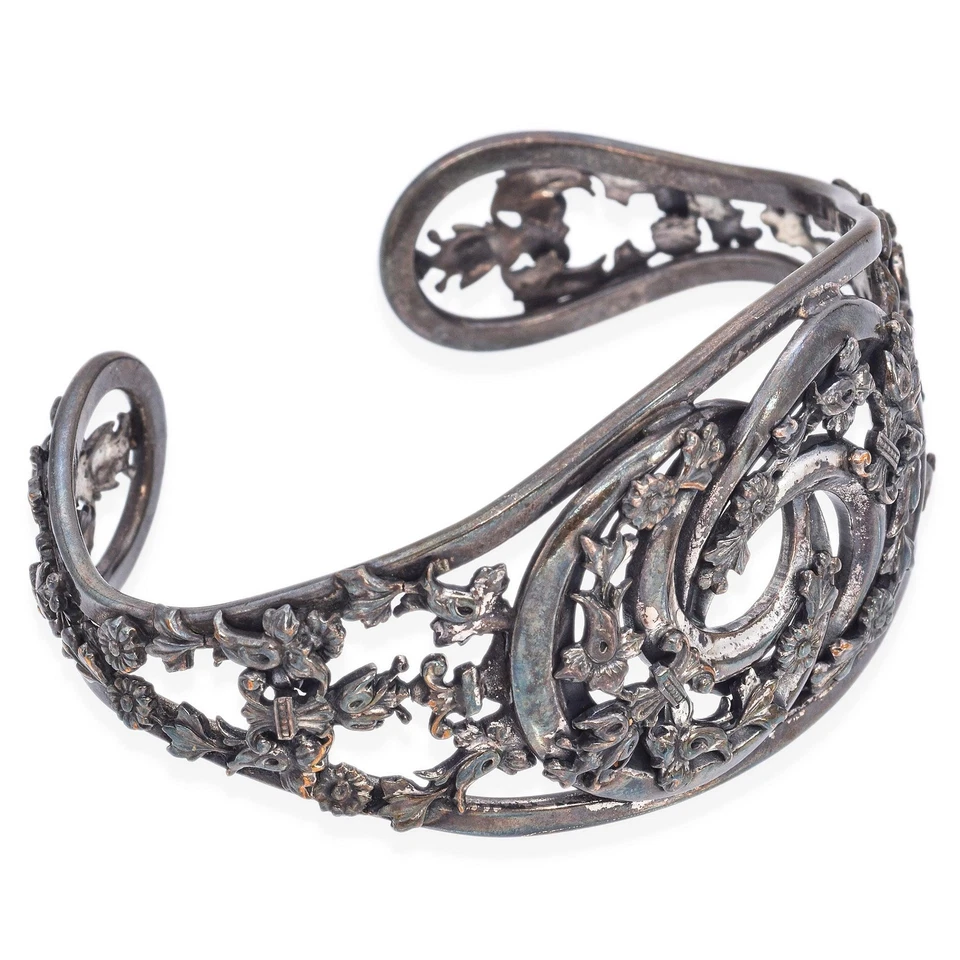 Vintage Napier Silver Plated Filigree Cuff Bracelet - Image 2 of 4