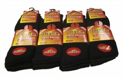  6 Paar schwarze Thermosocken für Herren, dicke warme Arbeitsstiefelsocken Größe 6-11