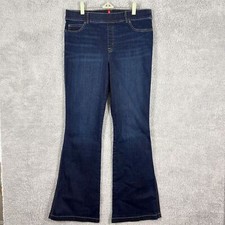 Spanx Flare Pull-On Jeans Size XL Midnight Blue Stretch Smoothing Denim Casual