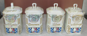 Victoria Czechoslovakia Spice Canister Lusterware Vintage Allspice Cloves Nutmeg