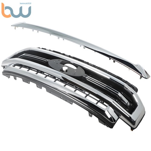 Front Upper Bumper Grille Grill For Ford F-250 F-350 2020-2022 Black&Chrome - Picture 1 of 11