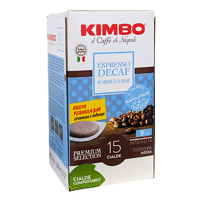 Kimbo Espresso entkoffeinierte Kaffeepads 15er Pack, kompostierbar entkoffeiniert ESE