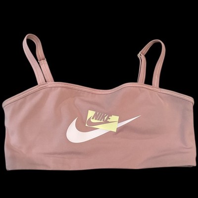 Nike Dri-FIT Indy Sports Bra Pink Adjustable Straps Swoosh Logo Medium